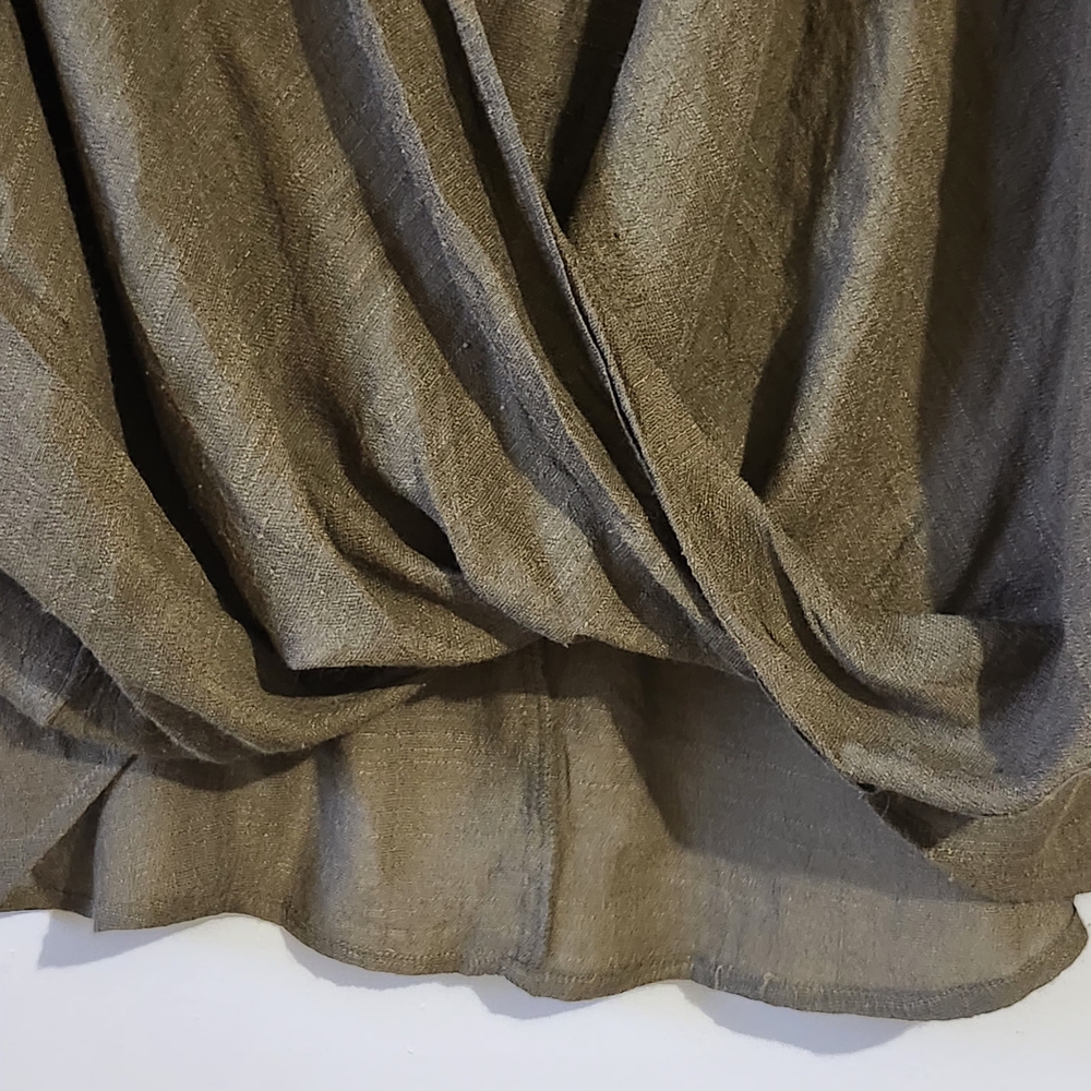 FAVLUX Olive Draped Open-Front Cape Jacket - Picture 4 of 5